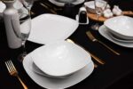 Set farfurii 18 piese, pentru 6 persoane, Ice, Cesiro, Portelan, Alb