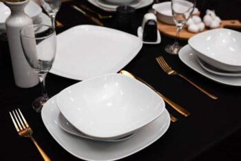 Set farfurii 18 piese, pentru 6 persoane, Ice, Cesiro, Portelan, Alb