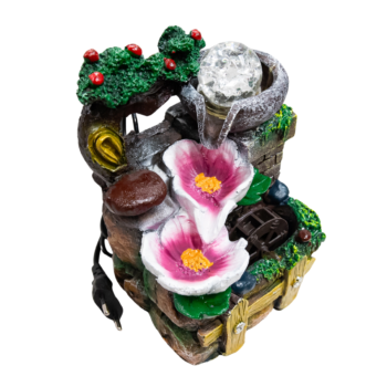 Fântână decorativă cu model cu 2 flori roz de 20x12x12 cm