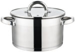 Cratita din inox, compatibila cu plita cu inductie, cu capac din sticla, 24 cm, 5.70 l, Grunberg GR7024