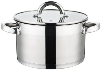 Cratita din inox, compatibila cu plita cu inductie, cu capac din sticla, 24 cm, 5.70 l, Grunberg GR7024