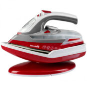 Fier de călcat fără fir Hausberg HB-7895, 2300W, 300ml, Placă ceramică, Funcție anti-var, Roșu / alb