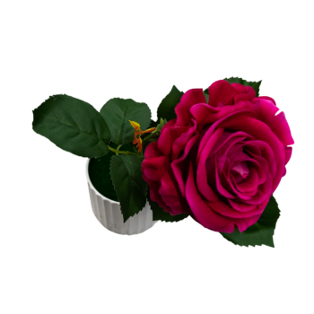 Floare decorativă în ghiveci trandafir roz închis