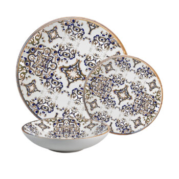 Set farfurii 12 piese, 4 persoane, set cu farfurie adancă- Eleganza Bronzo - Set Veselă Italiană Porțelan Set farfurii 12 piese, 4 persoane, set cu farfurie adancă- Eleganza Bronzo - Set Veselă Italiană Porțelan