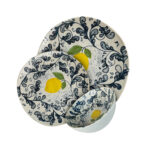 Set farfurii 12 piese, 4 persoane, set cu bol-Ensemble Limone Elegante - Set Veselă Italiană Porțelan