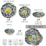 Set farfurii 16 piese, 4 persoane-Ensemble Limone Elegante - Set Veselă Italiană Porțelan