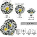 Set farfurii 18 piese, 6 persoane, set cu bol-Ensemble Limone Elegante - Set Veselă Italiană Porțelan