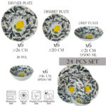 Set farfurii 24 piese, 6 persoane - Ensemble Limone Elegante - Set Veselă Italiană Porțelan
