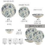 Set farfurii 20 piese, 5 persoane - Ensemble Gloria Azzurra - Set Veselă Italiană Porțelan