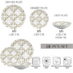 Set farfurii 18 piese, 6 persoane, set cu farfurie adancă- Insieme Splendore Vintage - Set Veselă Italiană Porțelan