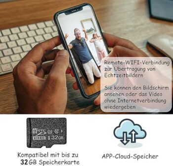 Merclix Mini Cameră 4K HD Cameră de supraveghere Cameră WiFi de interior Transmisie în direct Aplicație pentru telefon mobil cu baterie SIM Card WiFi Stocare în cloud Senzor de mișcare Cameră de vedere nocturnă pentru animale de companie