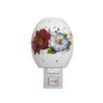 Lampă de veghe din ceramică, decorată cu floare roz și albastră