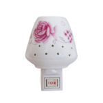Lampă de veghe din ceramică, decorată cu floare roz și inimă