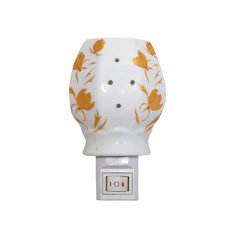 Lampă de veghe din ceramică, decorată cu frunze aurii