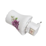 Lampă de veghe din ceramică, decorată cu trandafir mov