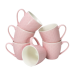 Set 6 cani cu model Roz si Alb, 200 ml