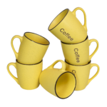 Set 6 cani decor coffee Galbene, 250 ml