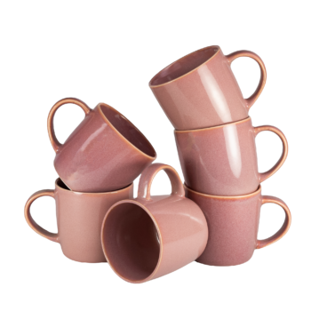 Set 6 cani roz latte, 270 ml