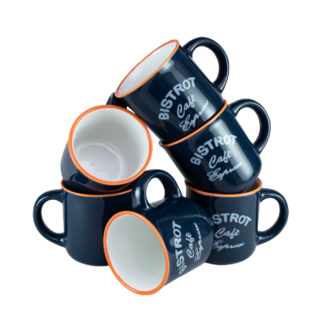 Set 6 cani Bistrot Albastru/Alb, 120 ml Set 6 cani Bistrot Albastru/Alb, 120 ml