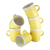 Set 6 cani crosetate Galben/Alb, 320 ml
