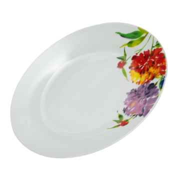 Set Elegant de 6 Farfurii Intinse din Porțelan cu Motive Florale