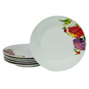 Set Elegant de 6 Farfurii Desert din Porțelan cu Motive Florale