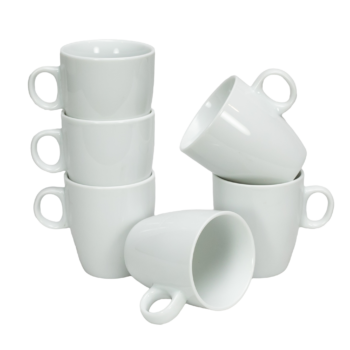 Set 6 căni Albe Lucioase, 210 ml