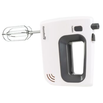Mixer de mana Hausberg HB-4120AB, 300W ,5 viteze, Functie Turbo, Teluri si carlige metalice, Alb/Gri