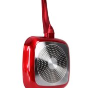 Tigaie grill, din aluminiu turnat, interior marmorat anti-aderent, baza pentru plita cu inductie, 28x28 cm, Grunberg GR4328