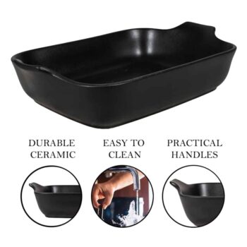 Set 2 vase termorezistente Negru Mat, 32x24x8 cm