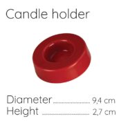 Suport lumânare Roșu Lucios, 9 cm