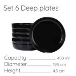Set 6 farfurii adânci 19.5 cm Negru Lucios