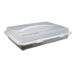 Recipient alb pentru depozitare cu capac si maner ergonomic, 7x33x26 cm