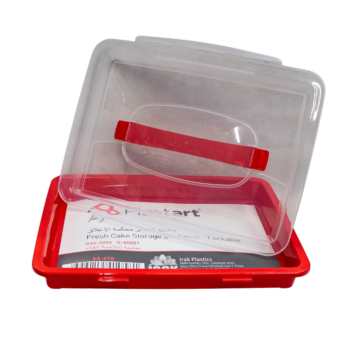 Recipient rosu pentru depozitare cu capac si maner ergonomic, 7x33x26 cm