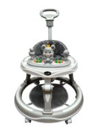 Premergator 3 în 1 cu Roti din Silicon și Funcție Muzicală, Incluzând Salteluță și Control Parental, Gri, Recomandat de la +6 Luni