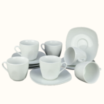 Set 6 Cesti cu Farfurii de Portelan cu o Capacitate de 110 ml - Colectia Cesiro Elegance