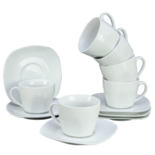 Set 6 Cesti cu Farfurii de Portelan de 200 ml