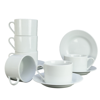 Set 6 Cesti cu Farfurii de Portelan de 220 ml - Colectia Cesiro Prestige