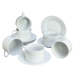 Set 6 Cesti cu Farfurii de Portelan de 220 ml - Colectia Cesiro Prestige