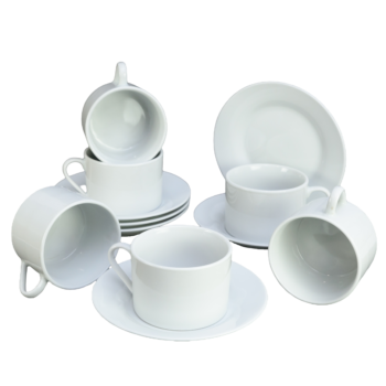 Set 6 Cesti cu Farfurii de Portelan de 220 ml - Colectia Cesiro Prestige