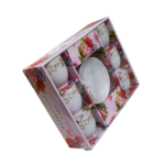 Set 6 căni model trandafiri crem cu farfurioare