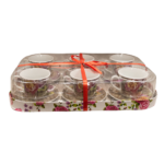 Set 6 cești cu farfurioară, model trandafir roz interior galben, 220 ml
