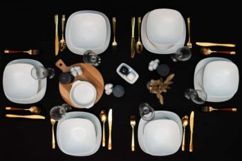 Set farfurii 18 piese, pentru 6 persoane, Ice, Cesiro, Portelan, Alb