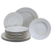 Set farfurii 12 piese, pentru 4 persoane, North Pole, Cesiro, Portelan, Alb