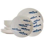 Set farfurii 12 piese, pentru 4 persoane, Eleganta Marina, Cesiro, Alb decor sardine