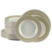 Set farfurii 18 piese, pentru 6 persoane, Ivory, Cesiro, Alb Ivoire cu crem