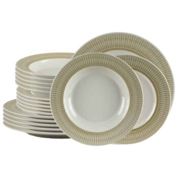 Set farfurii 18 piese, pentru 6 persoane, Ivory, Cesiro, Alb Ivoire cu crem Set farfurii 18 piese, pentru 6 persoane, Ivory, Cesiro, Alb Ivoire cu crem