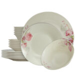 Set farfurii 18 piese, pentru 6 persoane, Cesiro, Ivoire cu orhidee