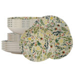 Set farfurii 18 piese, pentru 6 persoane, Vintage, Cesiro, Alb decor flori