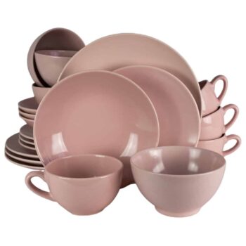 Set farfurii 20 piese, pentru 4 persoane, Pastel Pink, Cesiro, Roz Lucios si Roz Mat Set farfurii 20 piese, pentru 4 persoane, Pastel Pink, Cesiro, Roz Lucios si Roz Mat